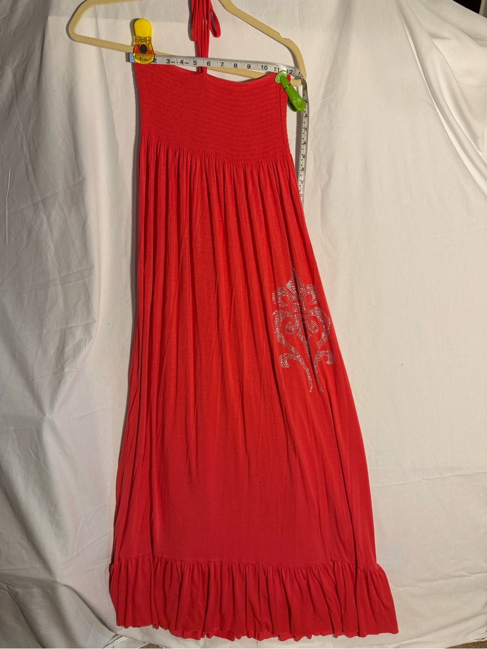 #353 Red Women’s Maxi Skirt with Decorative Accent